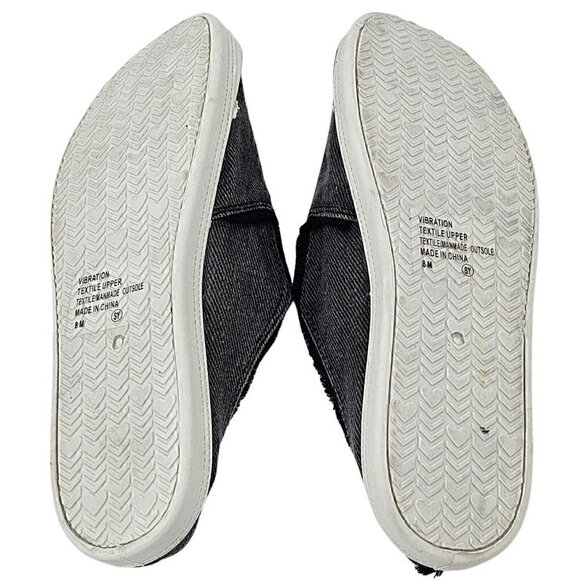 POP Womens Vibration Black Denim Canvas Slip-On Mule Slides Size 8M New No Box - Picture 6 of 10